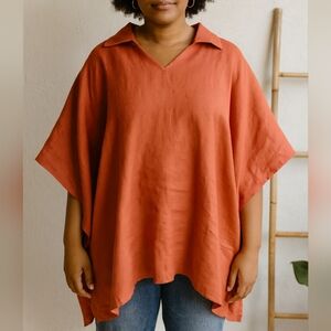 Carla Christoph Houston One Size Linen Short Kaftan Dress